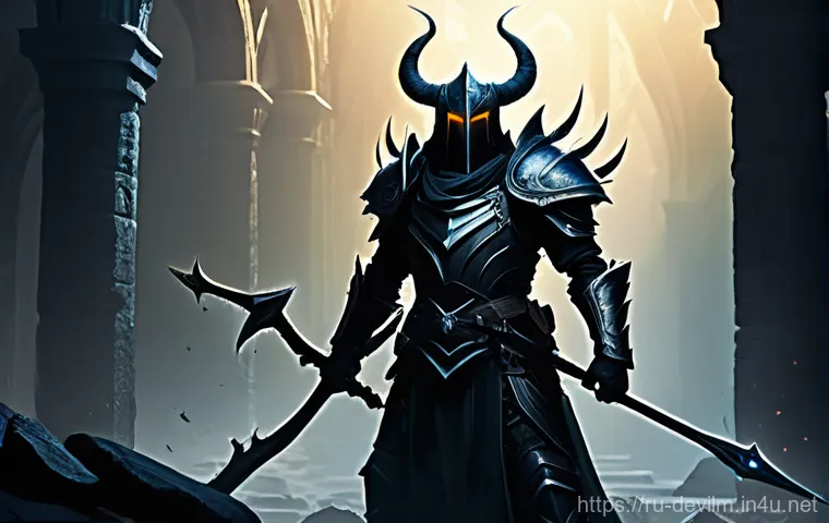 데블 M 희귀 아이템 목록 - **Prompt: The Fall of the Shadowlord**
An epic scene depicting a triumphant moment after a fierc...