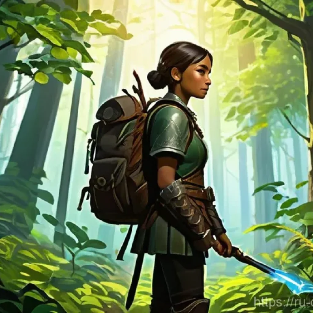 데블 M 채집 및 제작 스킬 - **Prompt: Diligent Resource Collector in a Verdant Forest**
A focused female adventurer, dressed...